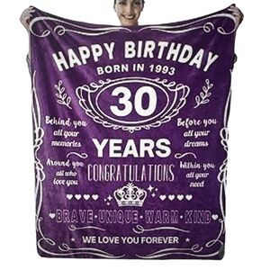 Happy 30th Birthday Throw Blanket Purple 50x60